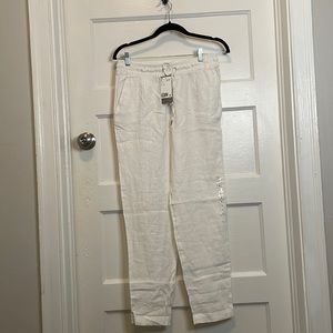 H&M white linen drawstring pants NWT